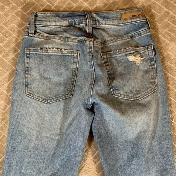 Garage Womens 00 Denim Jeans Blue Ankle Straight Distressed Light Wash Low Rise - Picture 11 of 12